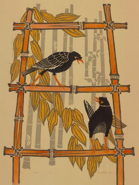 Myna Bird, framed limited edition print -Sue Mailander