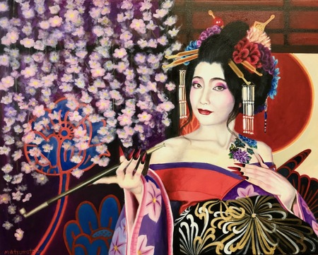 Oiran with Hookah