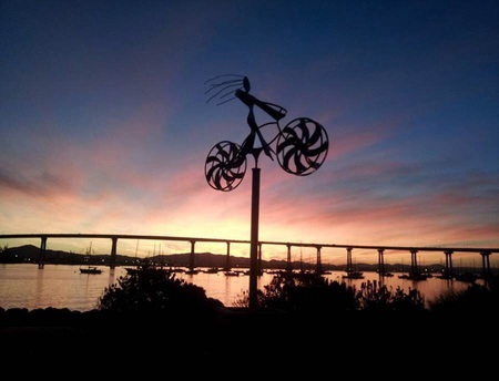 Tidelands Park - Coronado Sunrise, My Bike, and Coronado Bridge