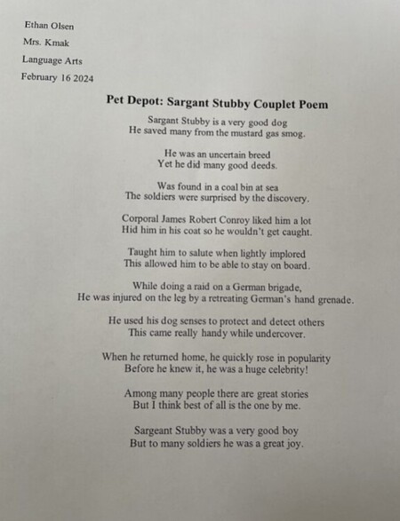 Sargant Stubby Couplet Poem