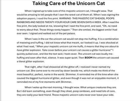 Taking Care of the Unicorn Cat