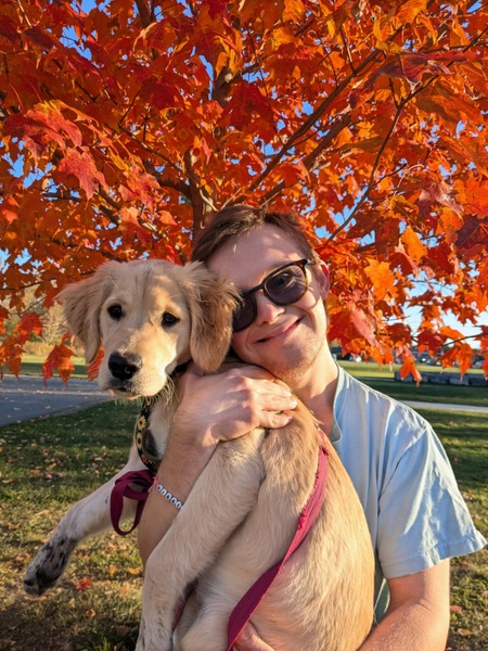 Luke and Phoebe in the leaves